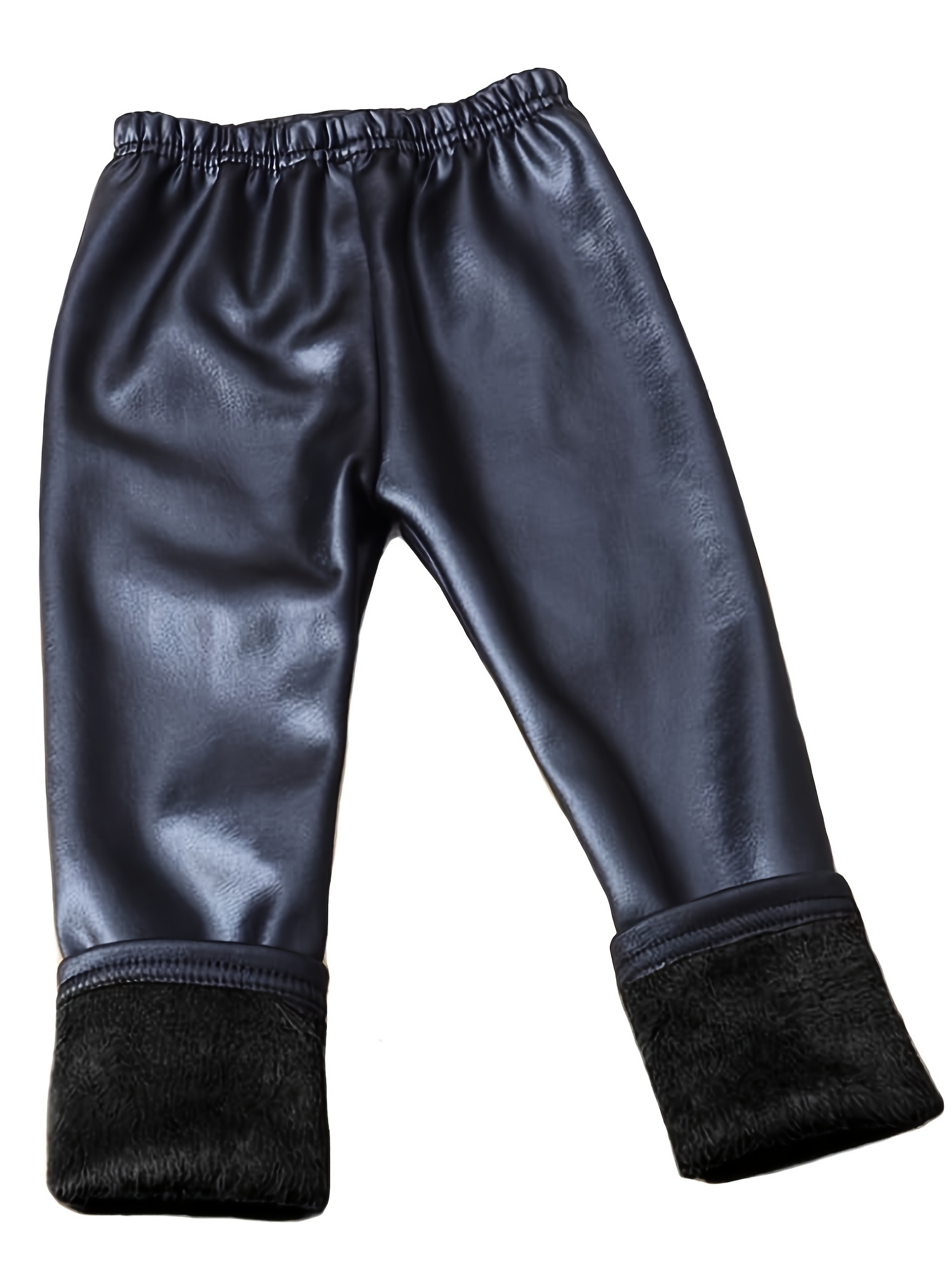 Girl Motorcycle Fleece Lined PU Leather Pants Slim Fit Casual Pants For  Autumn And Winter, Kids Bottom Pants