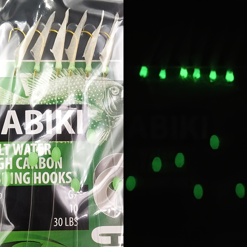 Sabiki Fish Skin Bait Rigs High Carbon Hook Luminous Bead