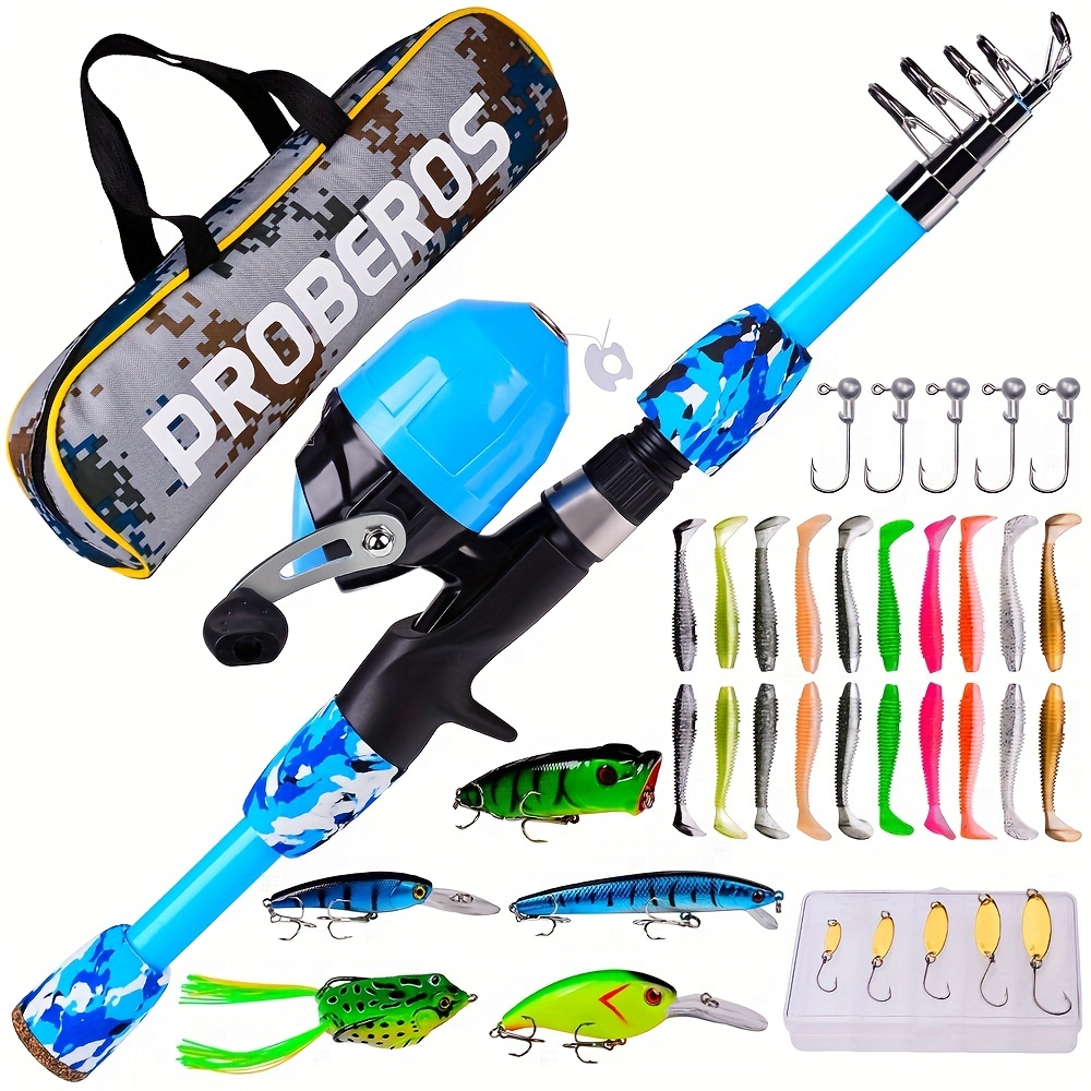 Portable Telescopic Fishing Rod Set For Kids Complete Kit With - Temu