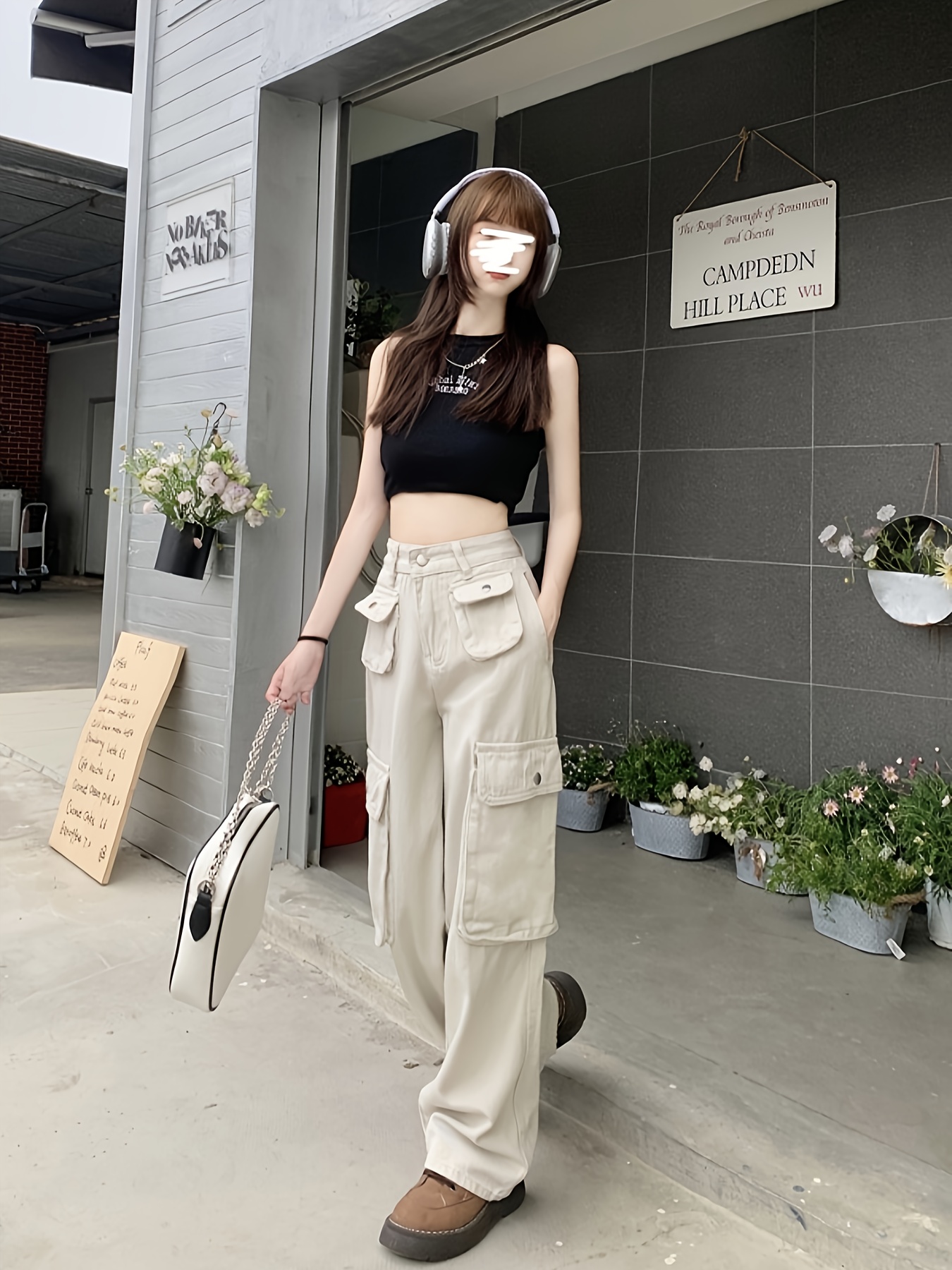 Flap Pockets Chic Cargo Pants Loose Fit Y2k Kpop Style - Temu