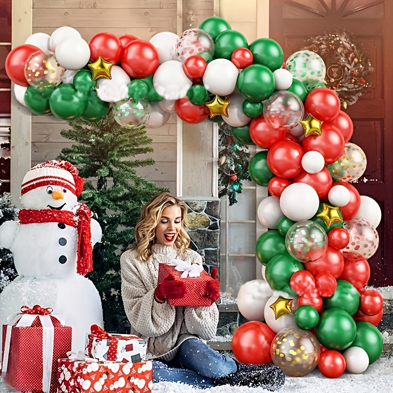 Ballon De Fête De Noël 12 Pouces Blanc Rouge Et Vert Ballons De