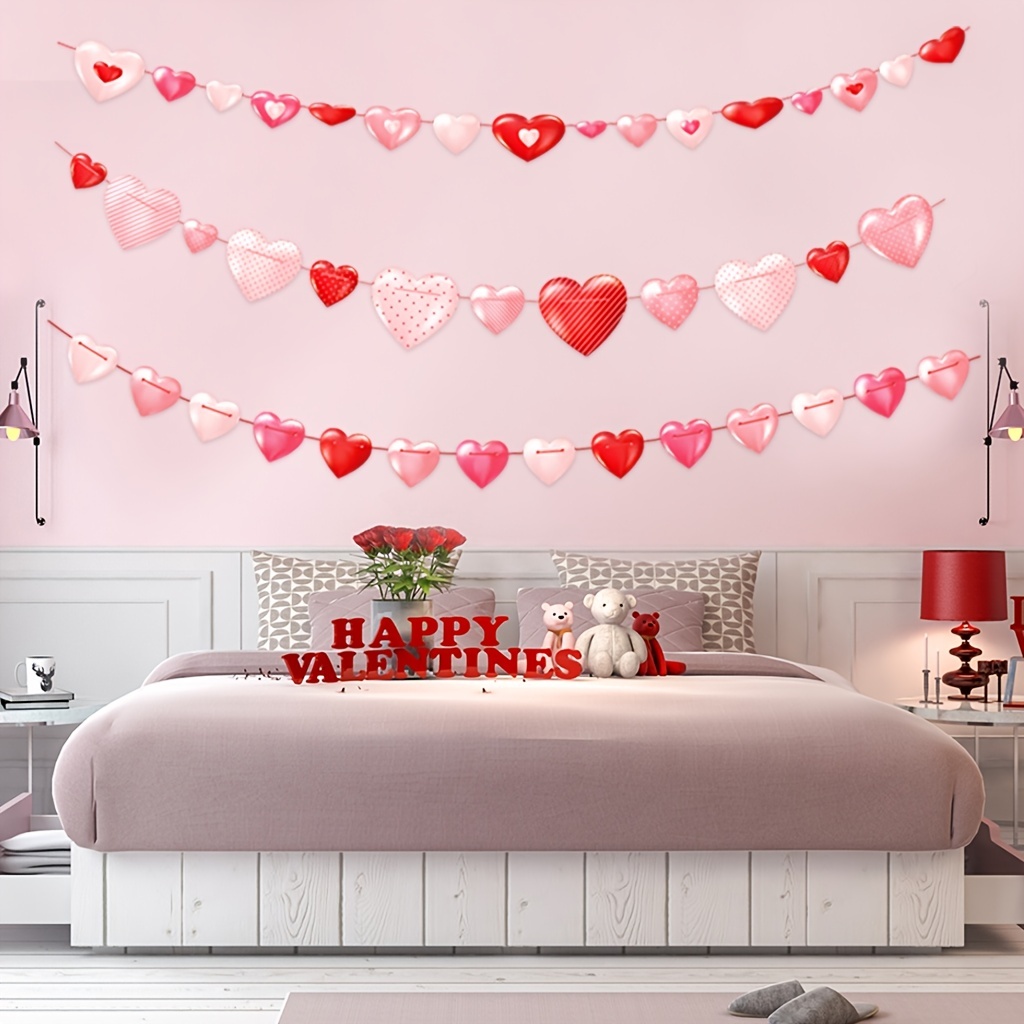 Room Decor Valentines Day Heart Flag - Temu