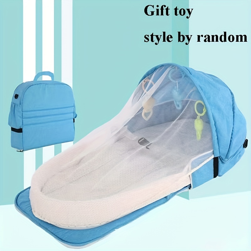 Portable Bassinet Foldable Baby Bed with Mosquito Net and Free Toys