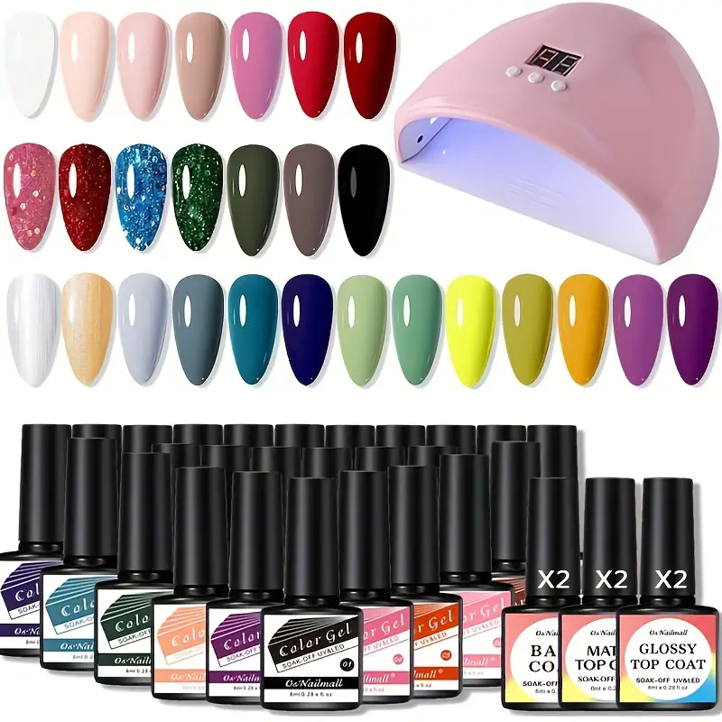 nail gel polish set 36w uv lamp base top matte coat gel nail polish kit for beginner manicure nail gel varnish nail shop dedicated details 0