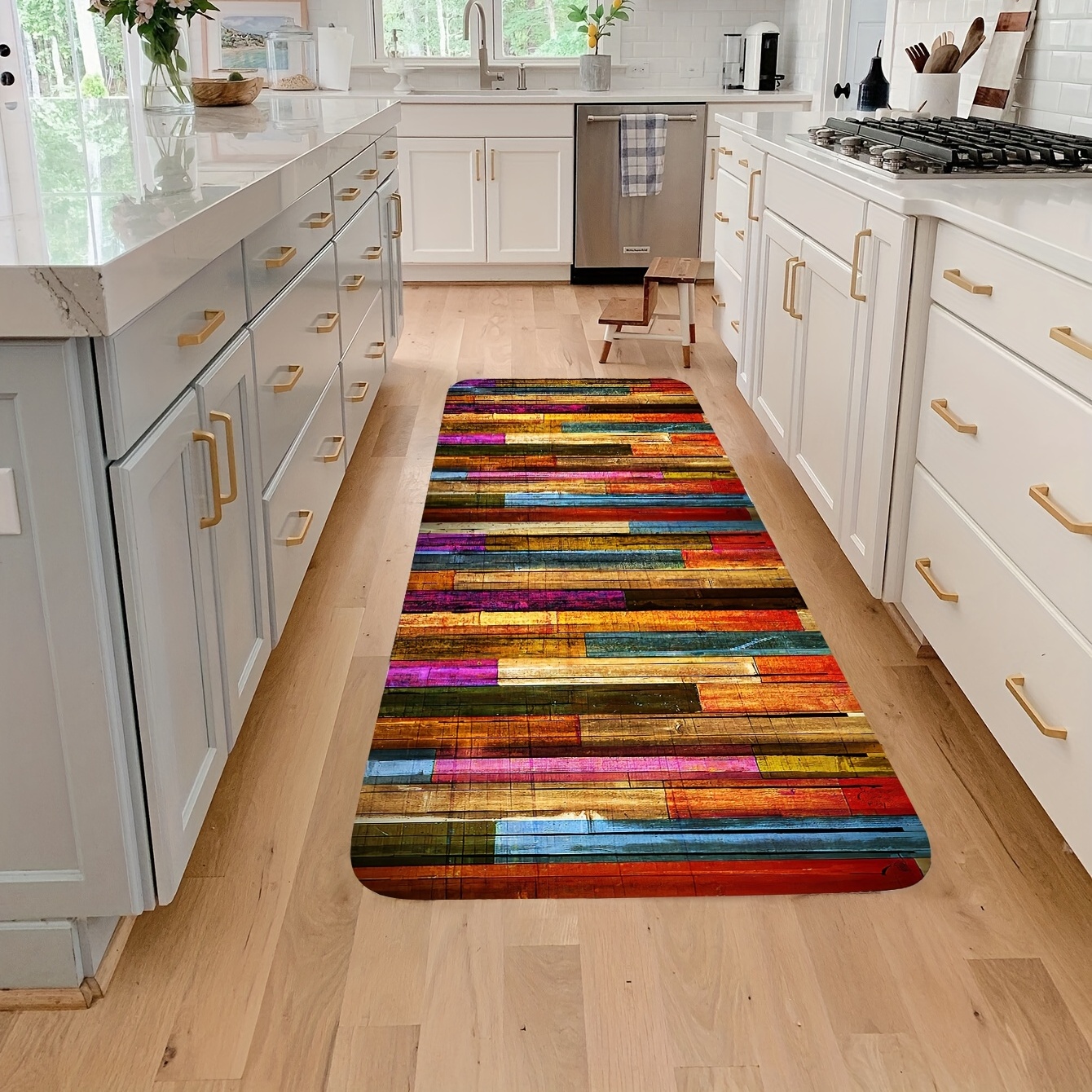 Colorful Geometric Floor Mat Non-slip Kitchen Runner Rug
