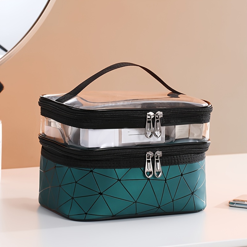 MKPCW makeup bag Double-layer cosmetic bag with brush bag and divider