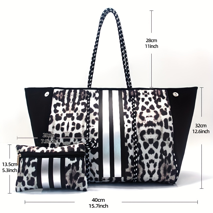Neoprene Outdoor Travel Tote Bag Leopard Pattern Shoulder - Temu Canada