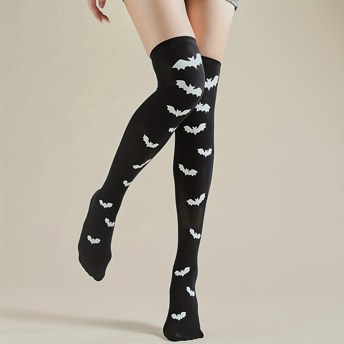 Bat Print Thigh High Socks, Halloween Funny Over The Knee Socks, Women's  Stockings & Hosiery - Temu
