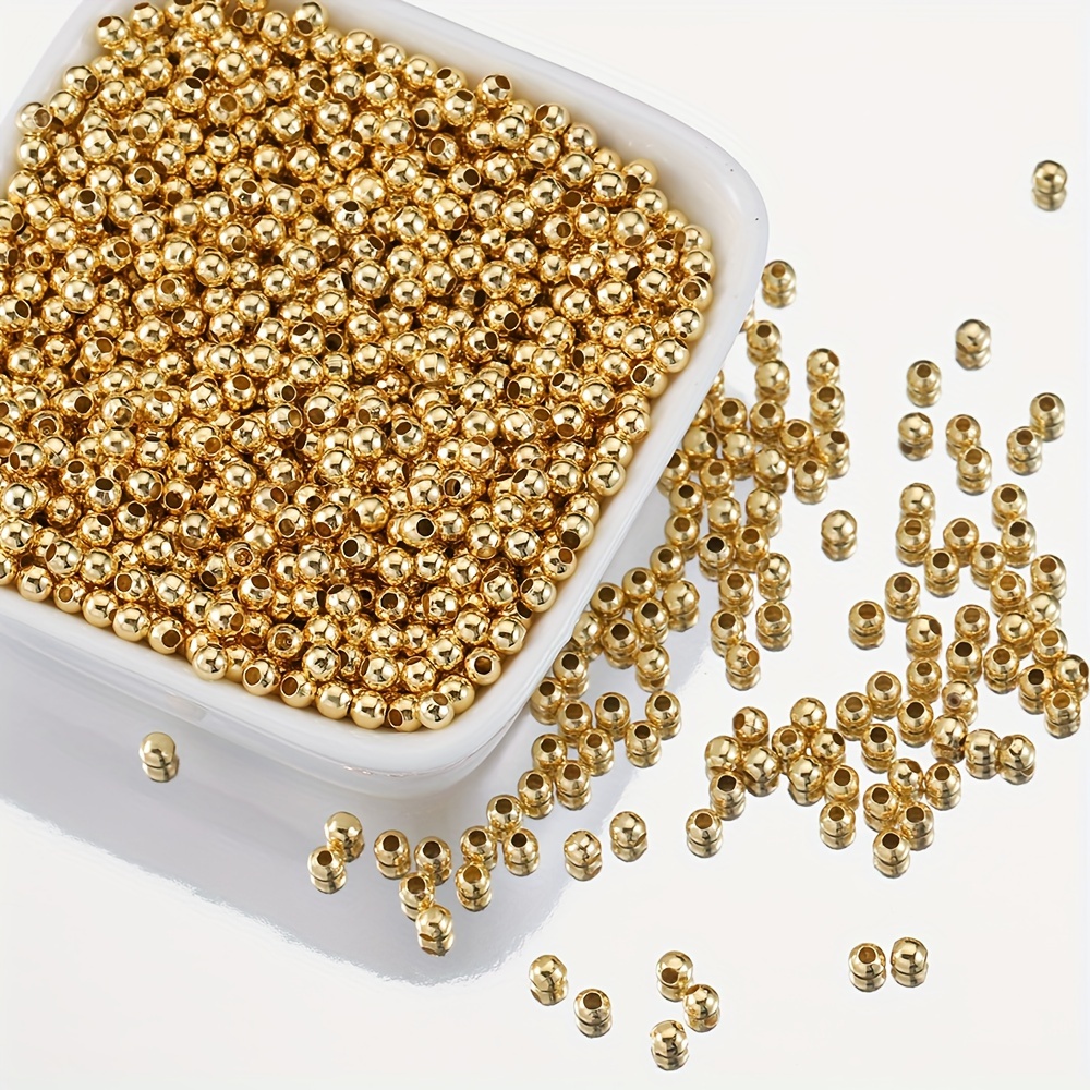 304 Stainless Steel Beads Beads Spacers Round Real 24k Gold - Temu