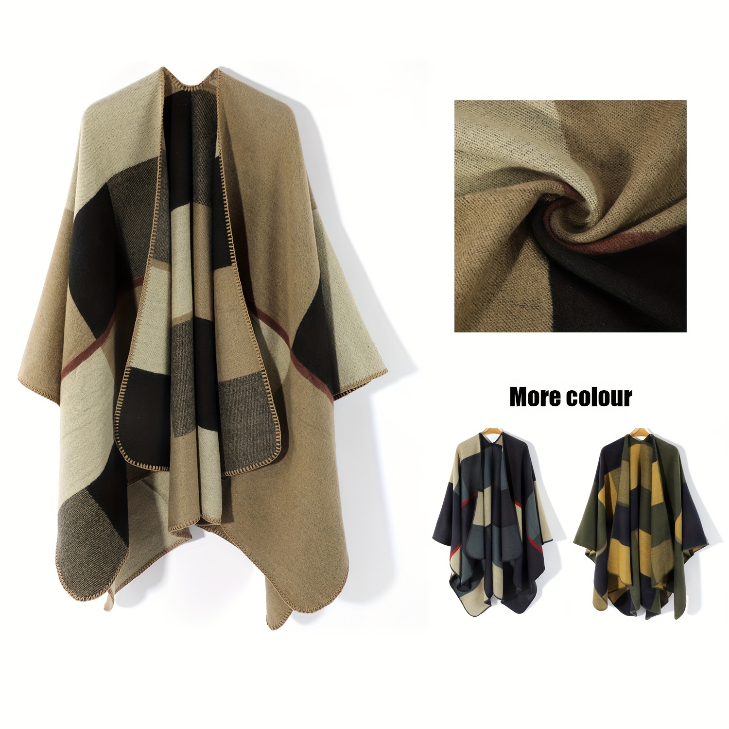 Shein 1pc Women's Faux Cashmere Scarf Autumn & Winter Fashion Shawl Wrap, One-Size Multicolor Polyester Polyester