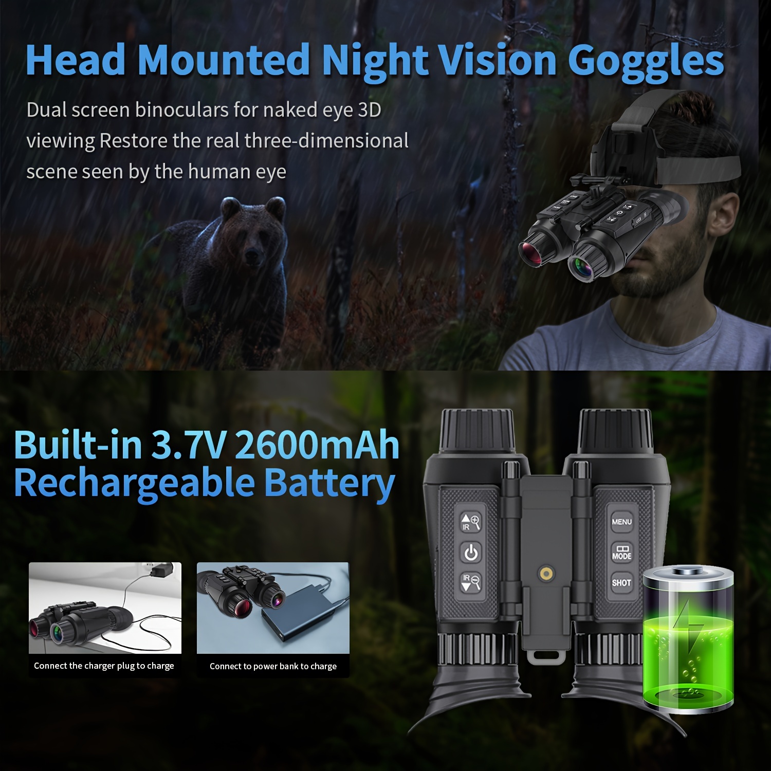 Night Vision Handheld Binoculars Full Black Viewing 8x - Temu