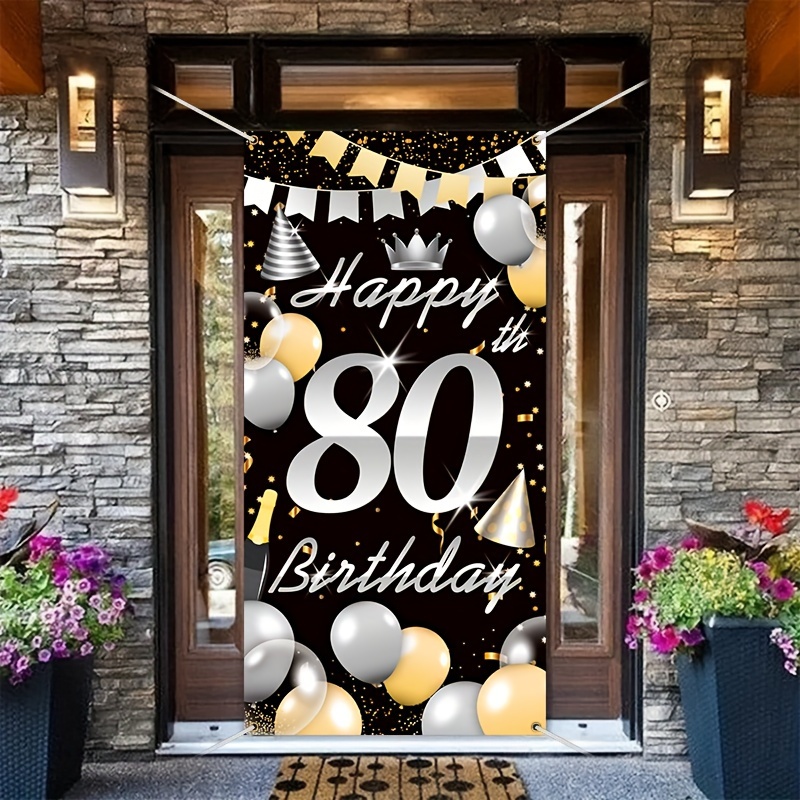 1pc Fondo Cumpleaños Feliz 80 Años Plateado - Temu