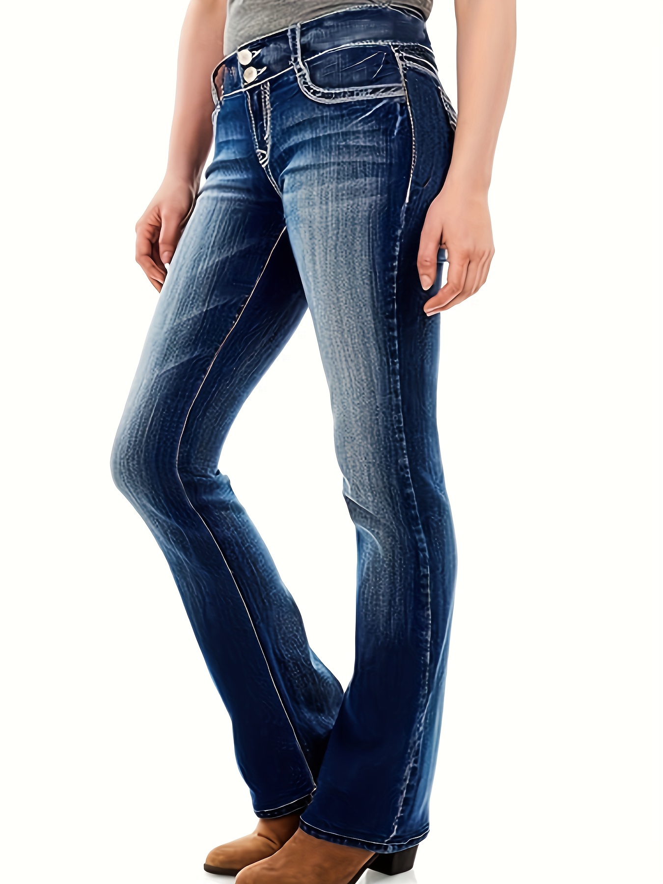 embroidered pocket niche bootcut jeans slant pockets stretchy washed denim pants womens denim jeans clothing
