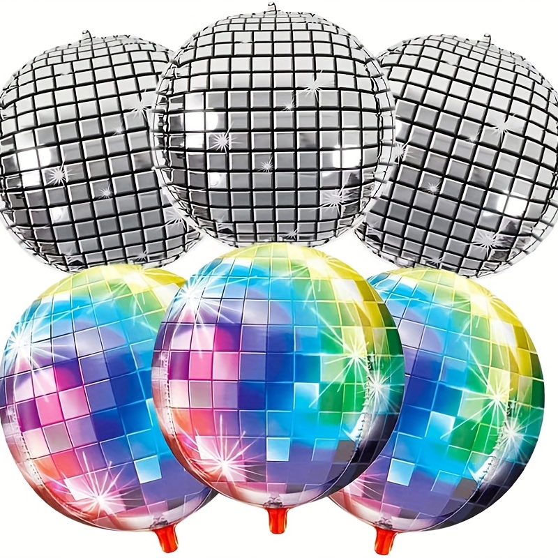 Disco Ball Balloon Rainbow Disco Ball Mylar Dance Party Disco Party Disco  Fever 70's Party 15 Inch Mylar Balloon 70s Party Disco Balloon 