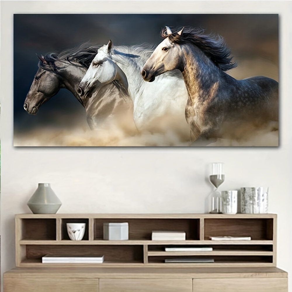 Pc Three Running Horses Poster Wall Art Canvas Painting Animal Painting  For Modern Home Mural Living Room Hotel Decoration Cuadros Unframed Home   Kitchen Temu Australia