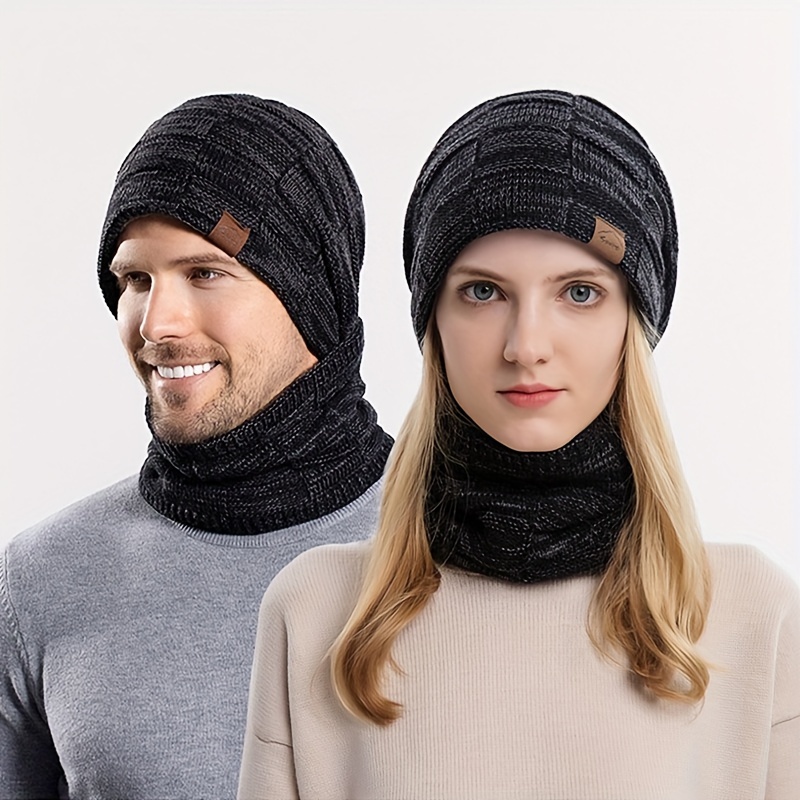 Cappello e sciarpa invernali per uomo e donna, caldo cappello a maglia con  fodera in pile spessa e scaldacollo invernale per uomo e donna - Temu Italy