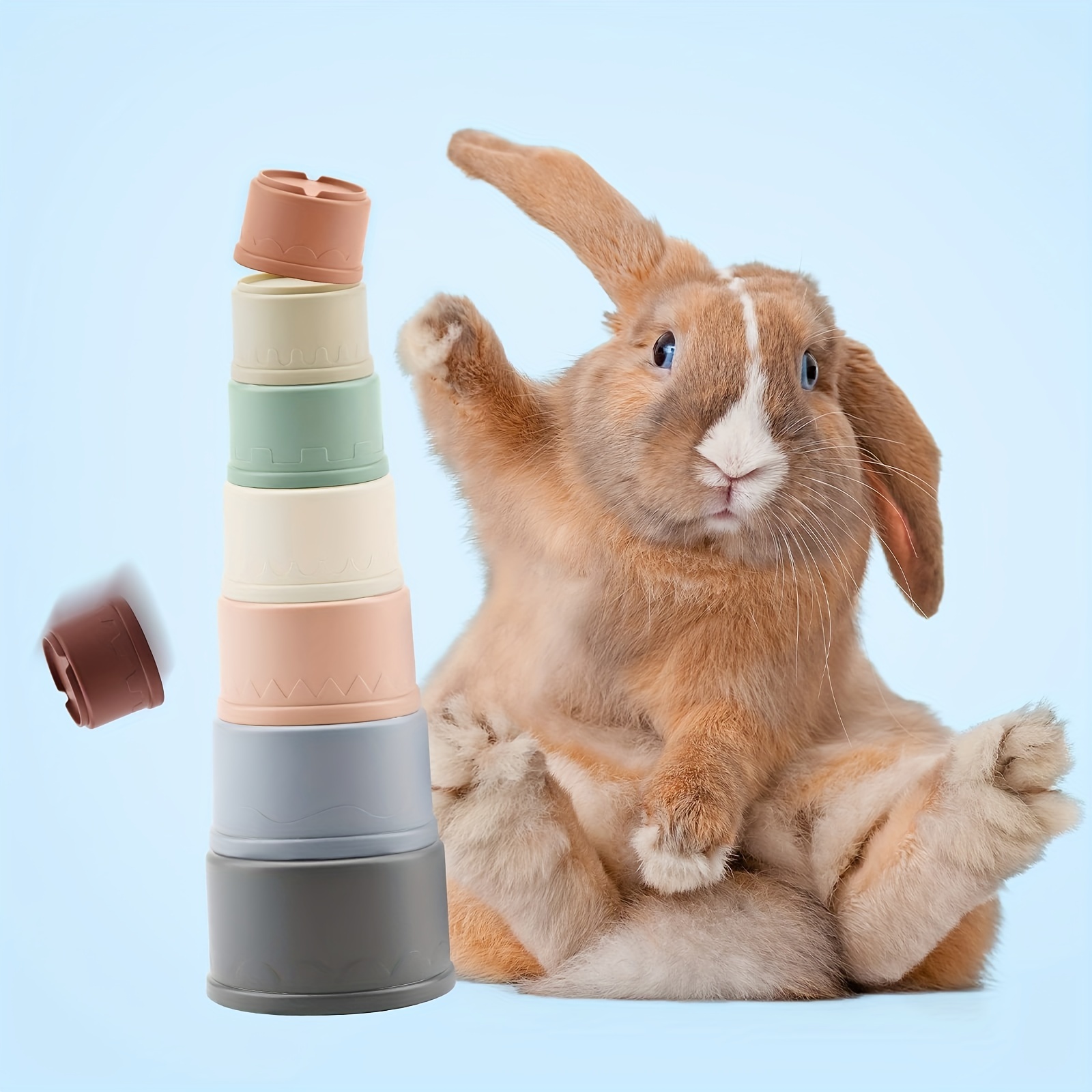 Bunny Stacking Cups Multi Color Reusable Rabbit Toys Of - Temu