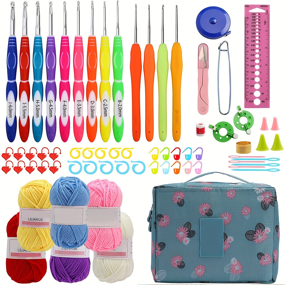 Crochet Knitting Kit Crochet Hooks Kit With Storage Bag Diy - Temu