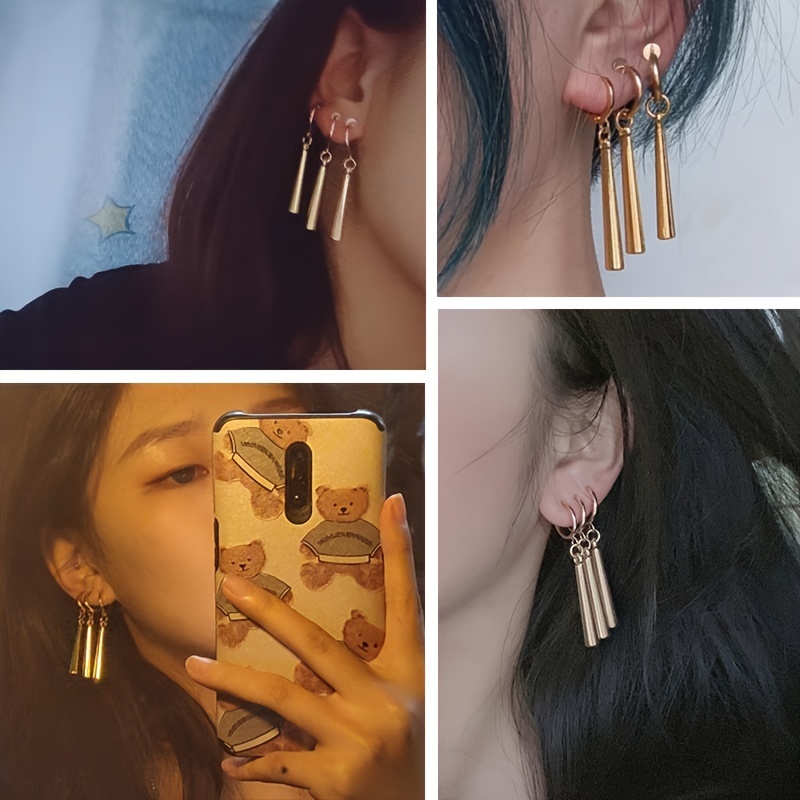 Anime Thorn Pointed Cone Drop Ear Clips Earrings For - Temu