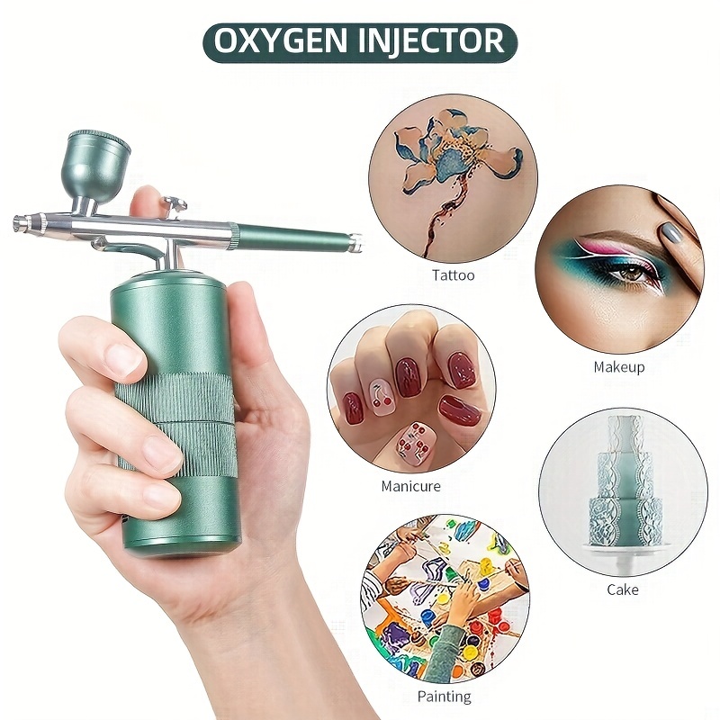 Blue Portable Nails Airbrush Kit With Compressor Oxygen Injector Nail Paint  Spray Gun Makeup Tattoo Cake Painting Nano Sprayer