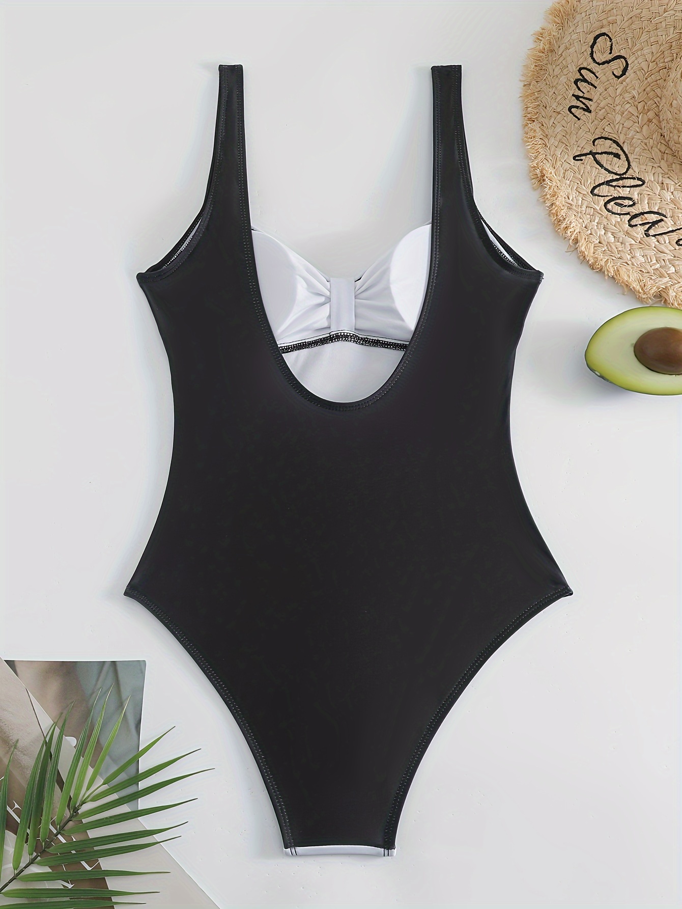 V Neck Backless One-Piece Swimsuit