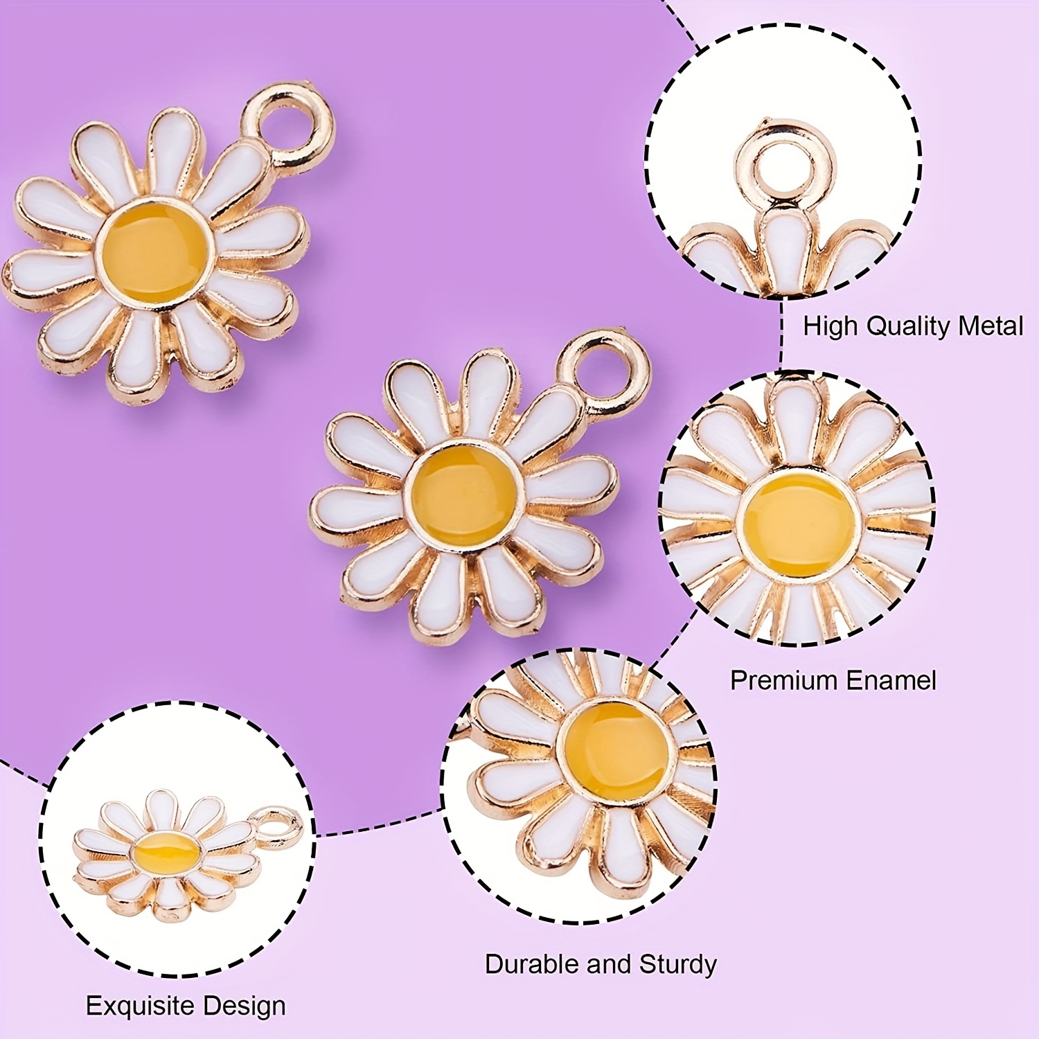 Spring Enamel Flower Charms For Jewelry Making Easter - Temu