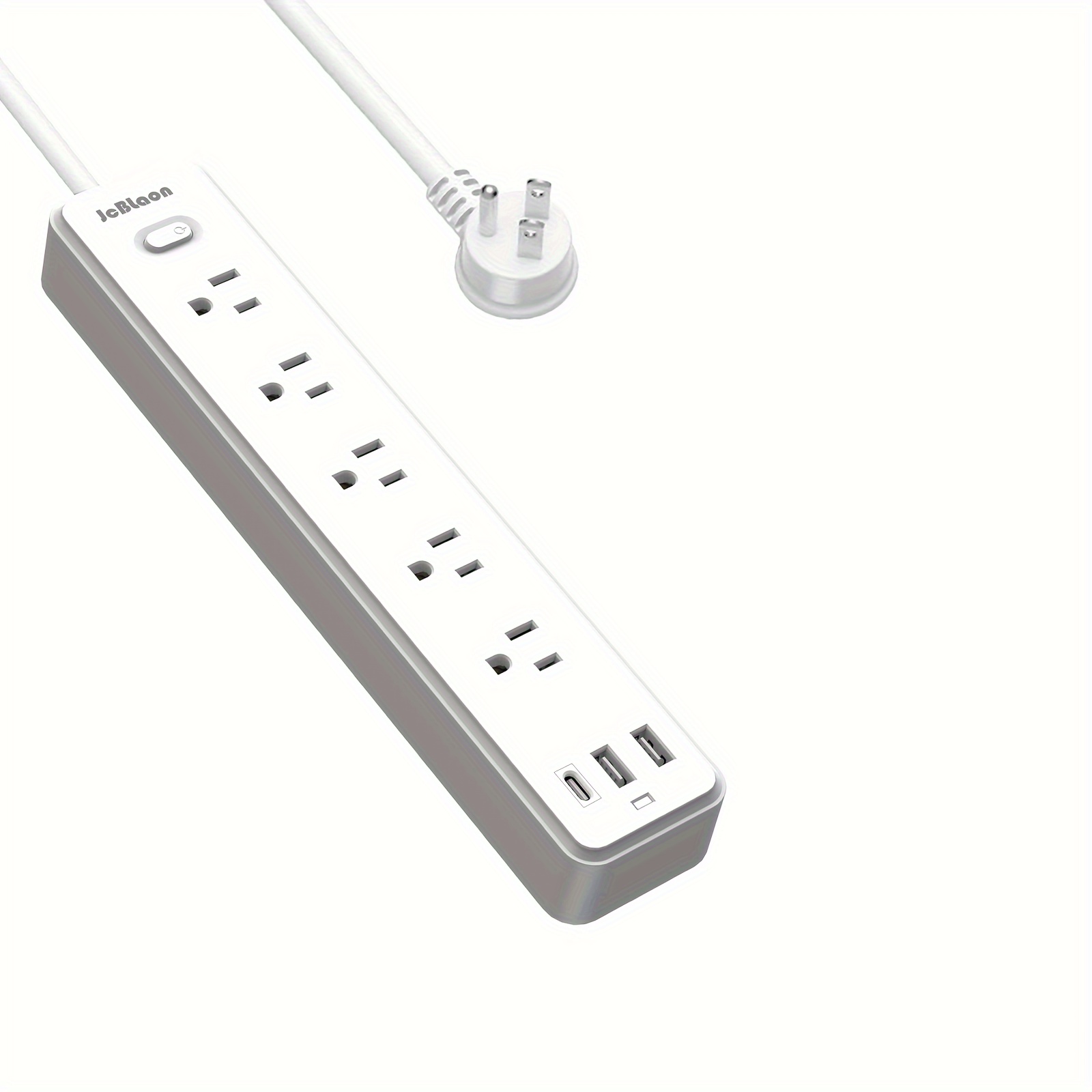 BESHON Cable de extensión de 10 pies, regleta protectora de sobretensiones  con 6 salidas de corriente alterna, 3 puertos USB (1 USB C), extensor de