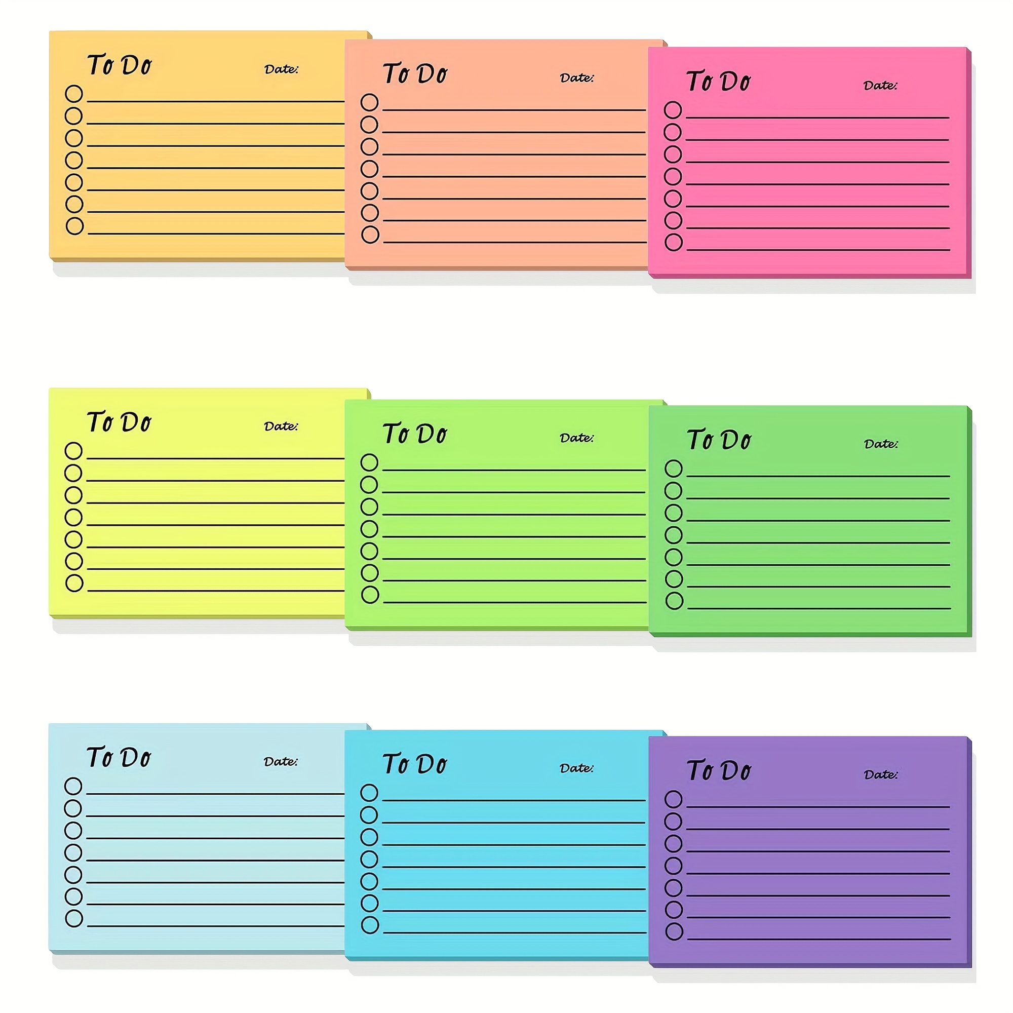 9pcs Colorful Plan Sticky Notes Memo Pad Office Notepad details 1