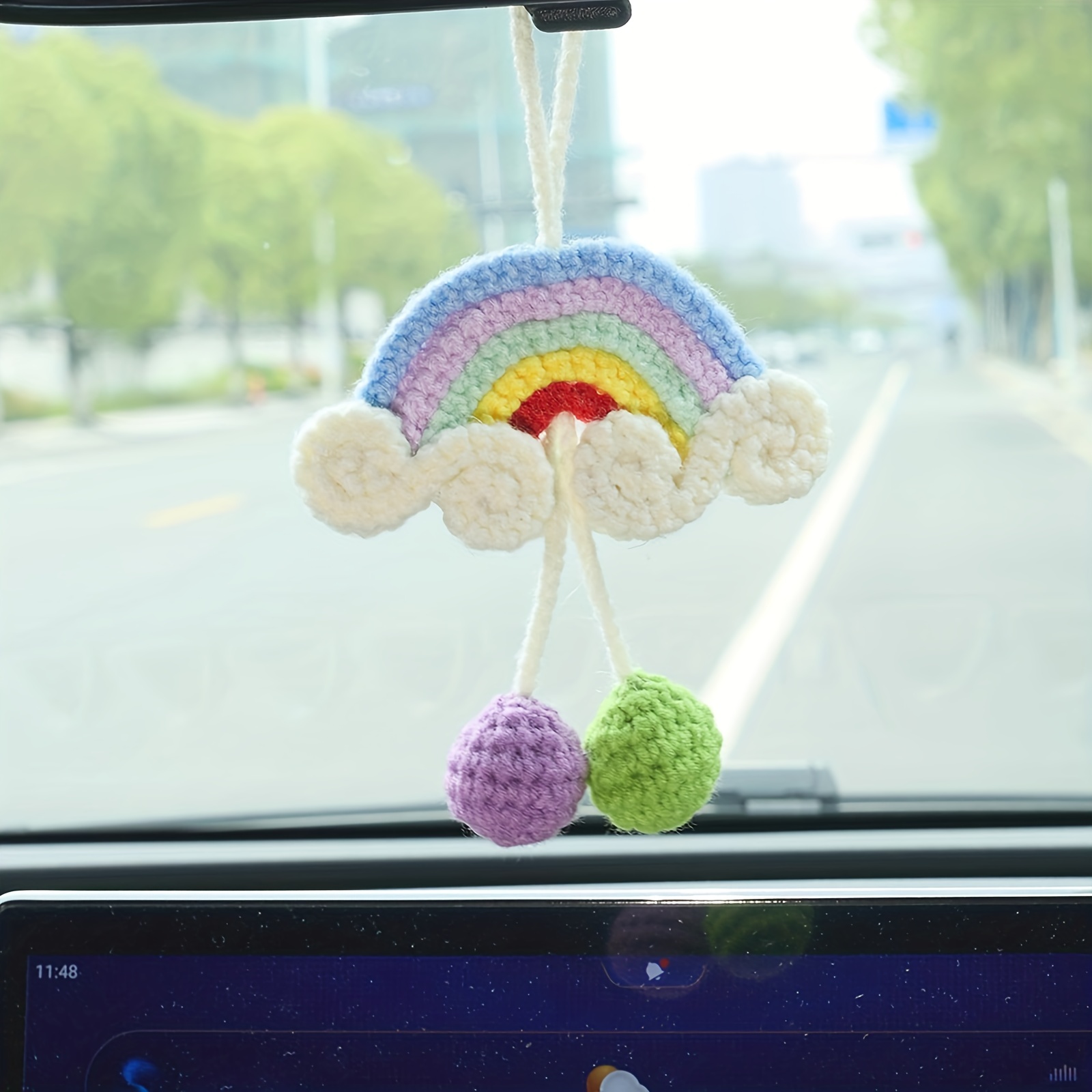 Crochet arc-en-ciel polyester miroir de voiture suspendus décorations  pendantes en gros pour création de bijoux 