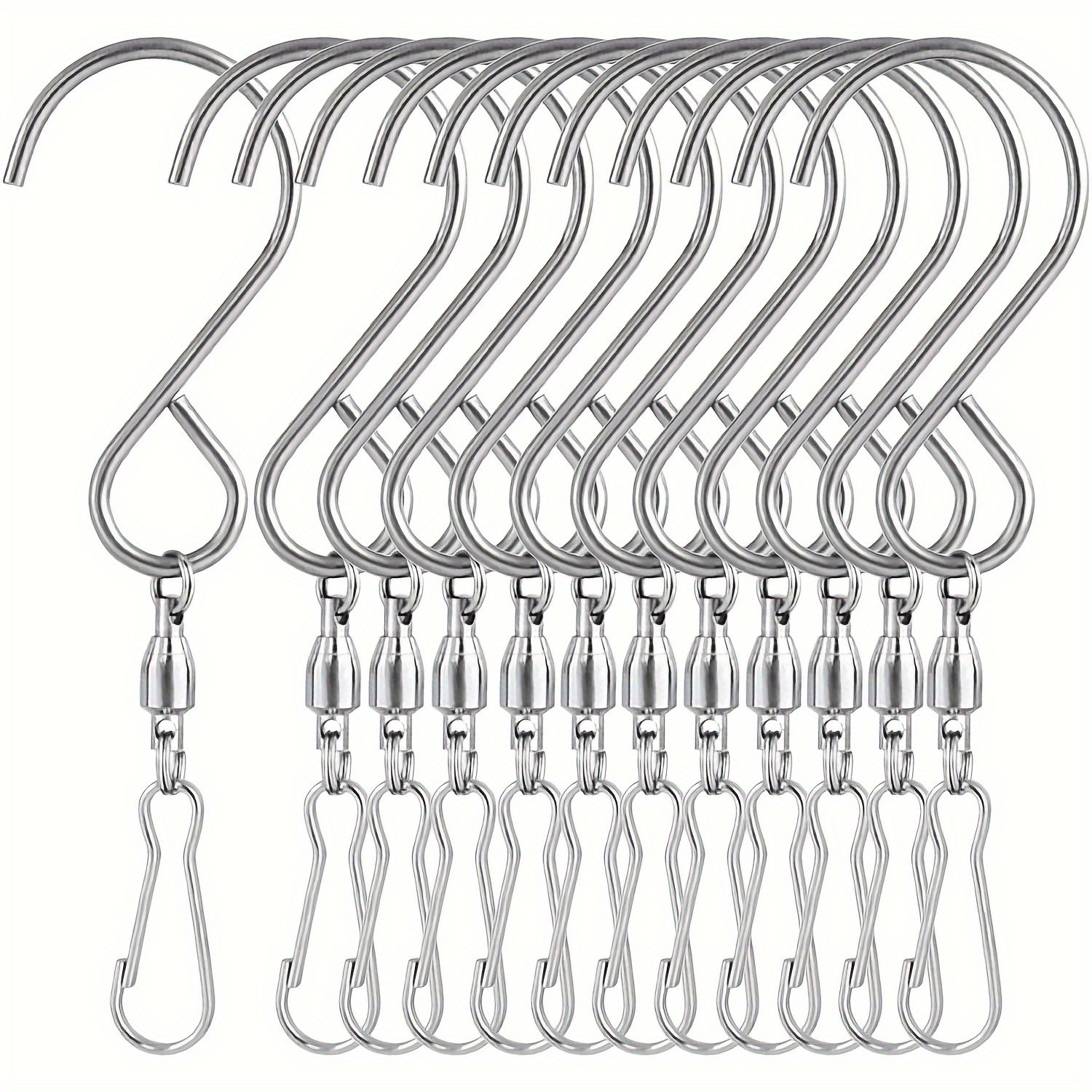 

10 Pack Swivel Hooks Clips For Hanging Wind Spinners, Wind Chimes, Bird Feeder, Crystal Twisters Party Supplies