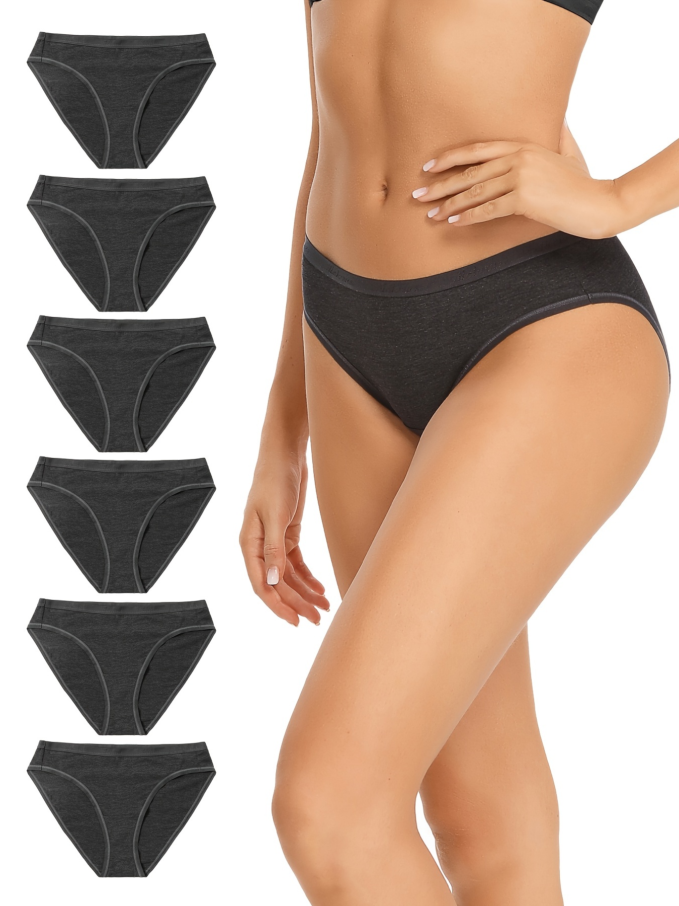 Women's Solid Bikini Panties Breathable Medium Stretch - Temu