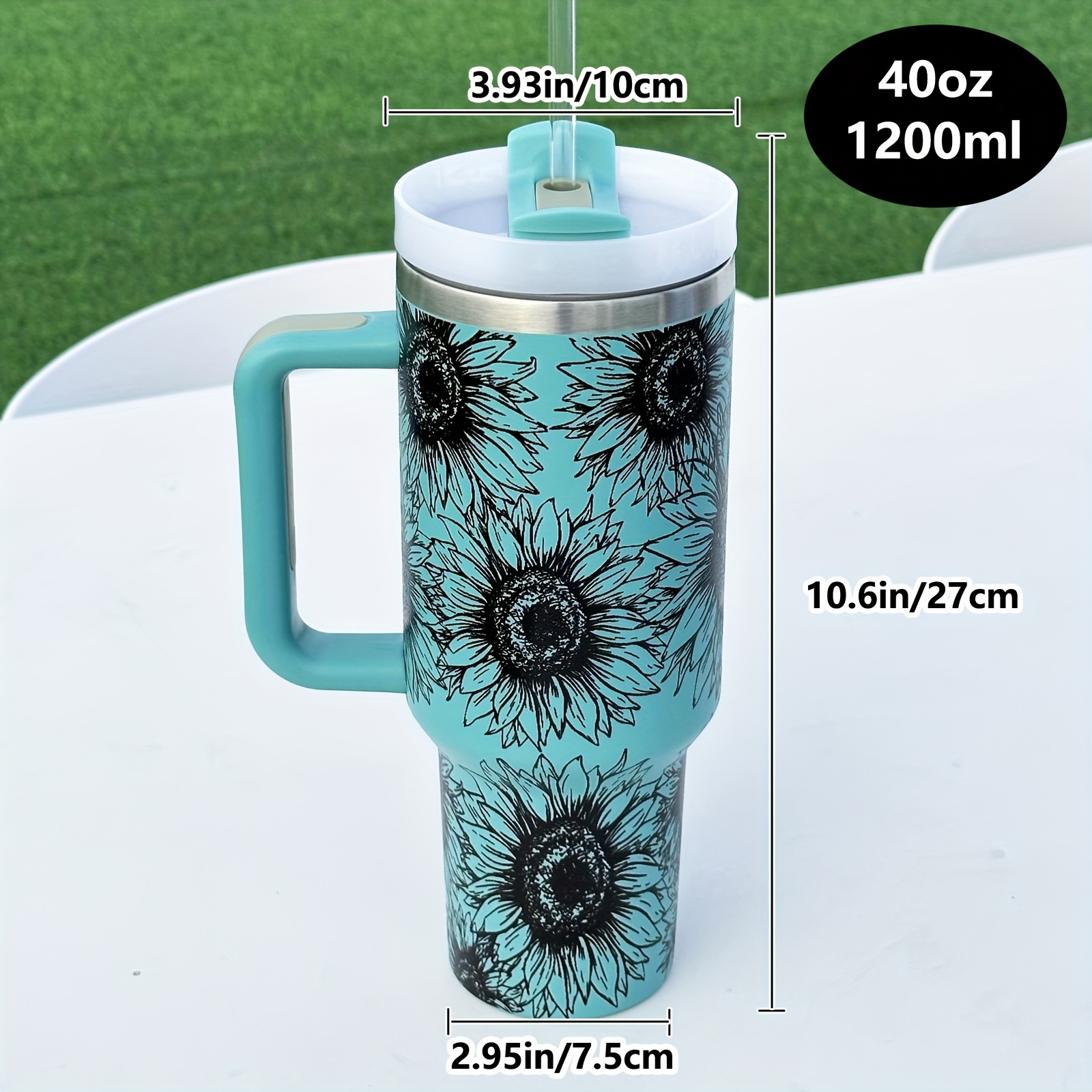 Sunflower Insulated Tumbler With Handle With Straw Lid Leak - Temu
