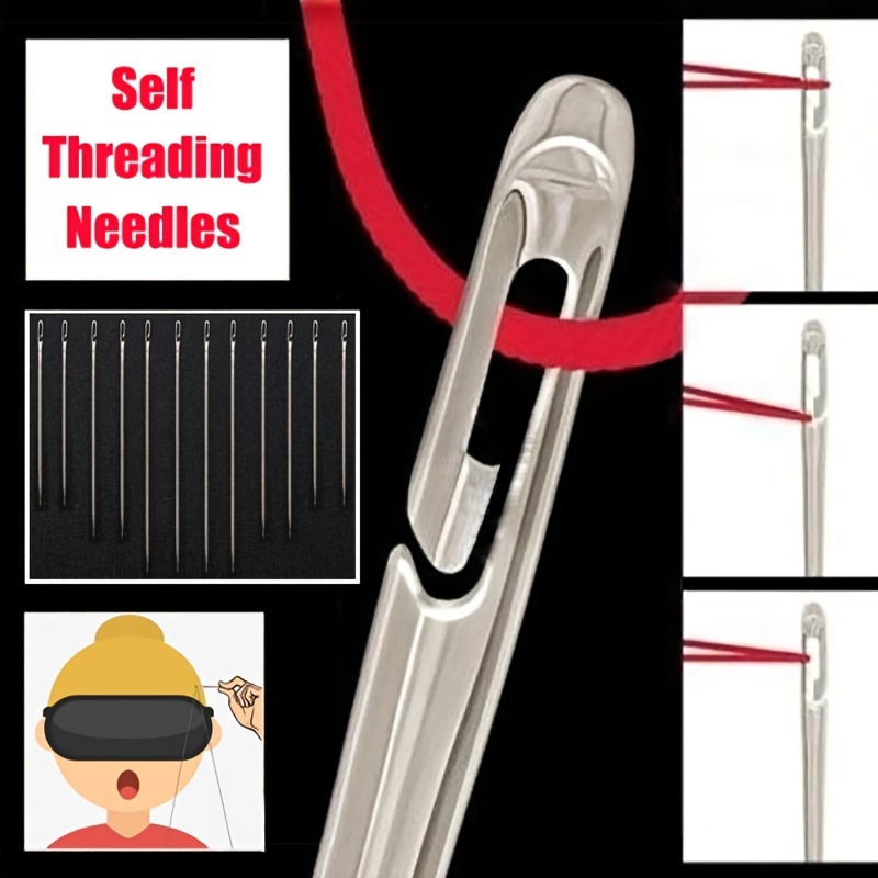 30 Pcs Side Hole Blind Sewing Needles Stainless Steel Elderly Self  Threading Needles Household DIY Threading Needle Barrel