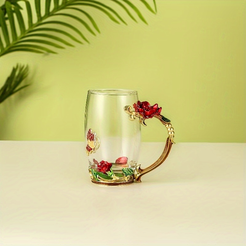 Lily Enamel Crystal Glass Tea Cup, Coffee Mug, Lead-free Glass Tumbler,  Lily Painted Flower Water Cups, Clear Glass Drinkware - Temu