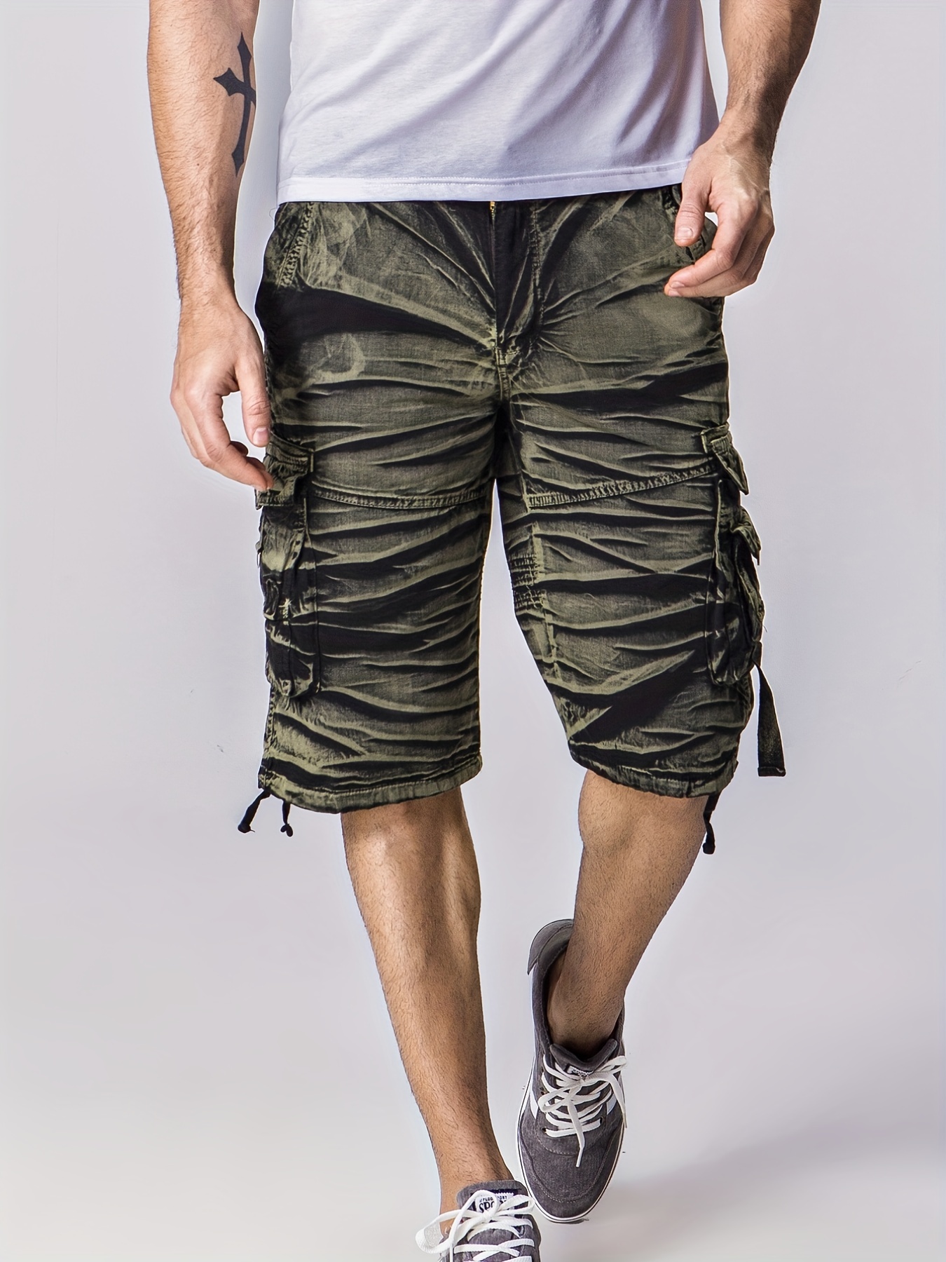 Men's Casual Multi-pocket Non Stretch Cotton Cargo Shorts, Male Clothes For  Summer