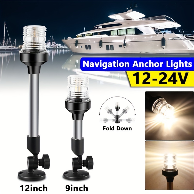 12 24v Adjustable Led Navigation Anchor Lights All Round Fold Down Stern  Light Aluminum Base And Tube Waterproof 2nm Visibility For Fishing Boat  Yacht Pontoon