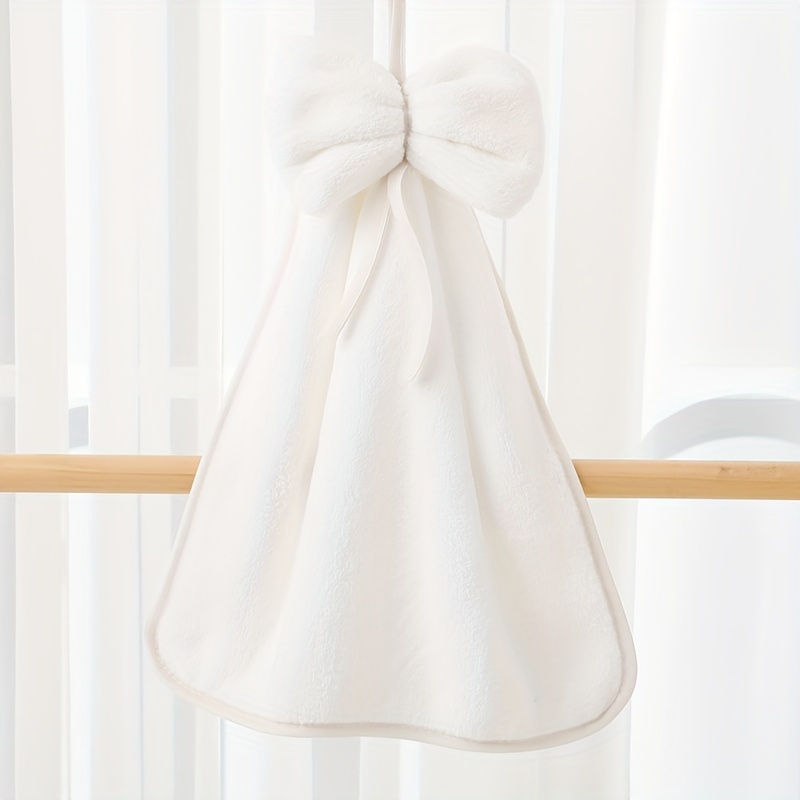 Bowknot Hanging Towel For Wiping Hands Coral Fleece Quick - Temu