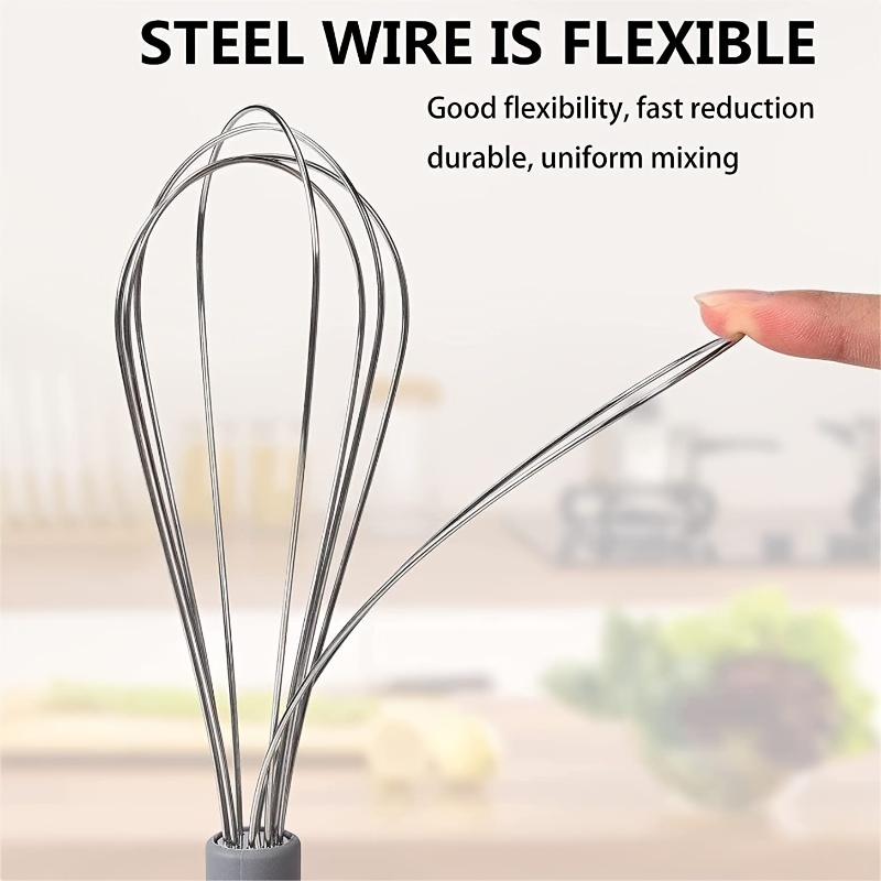 Flat Whisk Silicone Handle Manual Whisk - Temu