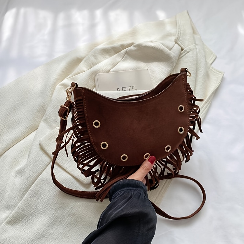 Frosted PU Leather Tassel Fringe Bags Vintage Fashion Designer