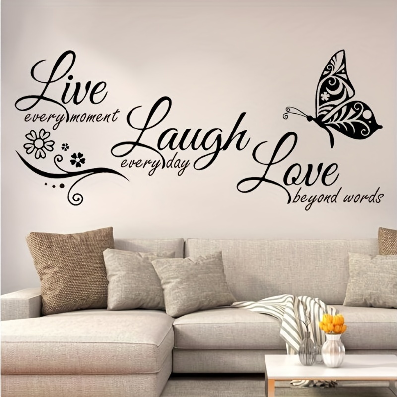 

1 Set Live Love English Quote Creative Butterfly Wall Stickers, Pvc Living Room Bedroom Decorative Sticker, Home Decor