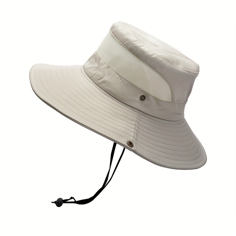 Beige Vacation 1pc Hat, Men's Sun Hat, Bucket Hats Wide Brim Bucket Hat Hiking Fishing Hat