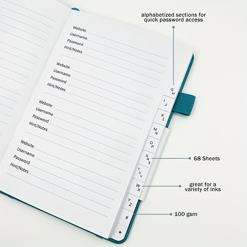 Codebook Tabs Writing Internet Address Password Organizer - Temu