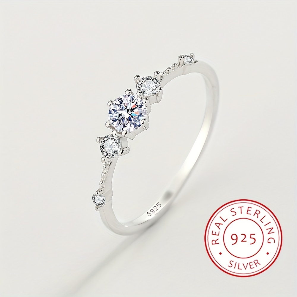 

Bague de Bijou Géométrique Ronde à Griffes en Argent Pur S925 pour Femme