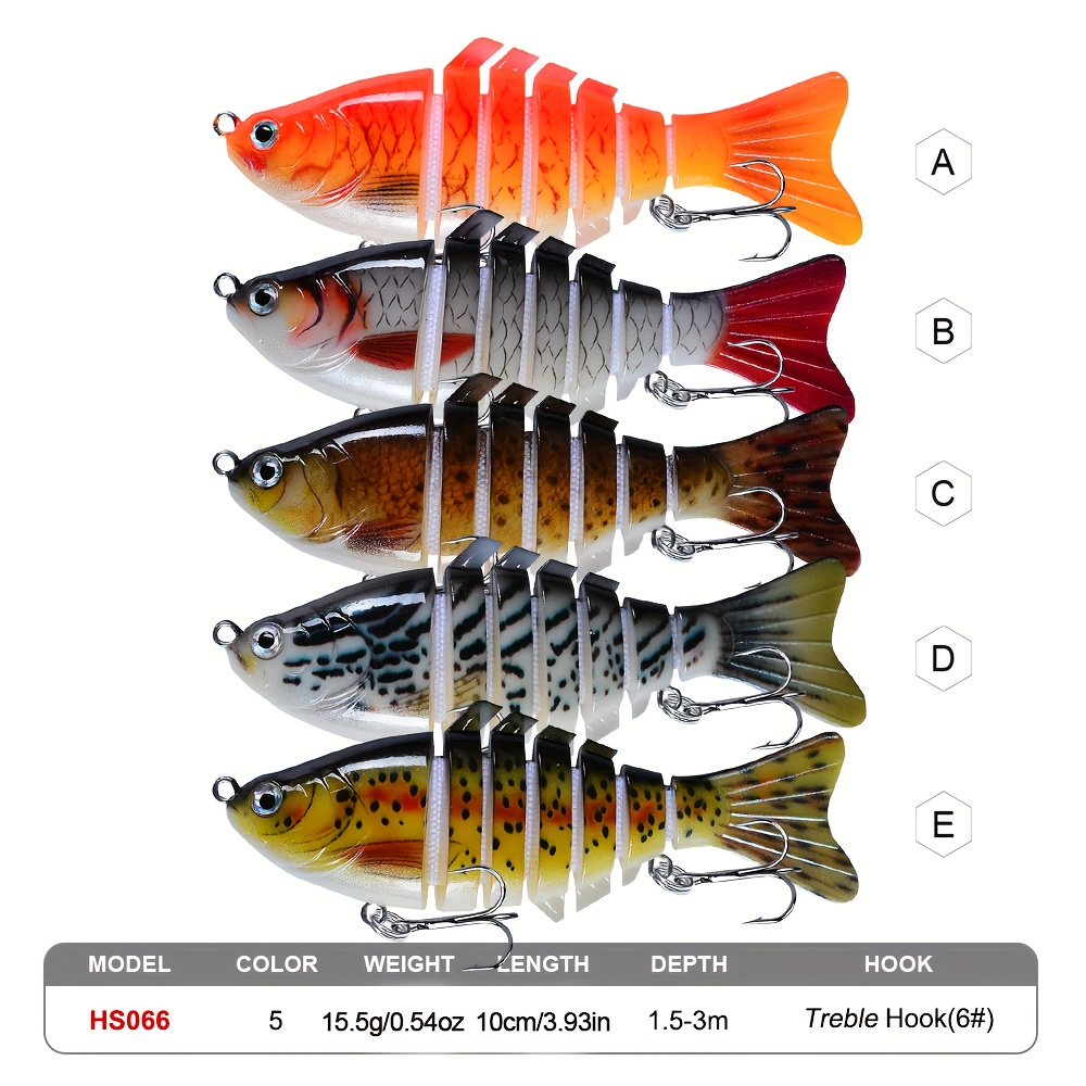  Unomor 6 Pcs smallmouth bass Lures Hook Fishing Lure Jointed  swimbaits Trout Fishing Artificial Bait bass Fishing Tackle Lures Fish  Fishing Lure spinnerbait jigs Plastic Stripe Tool : Sports & Outdoors