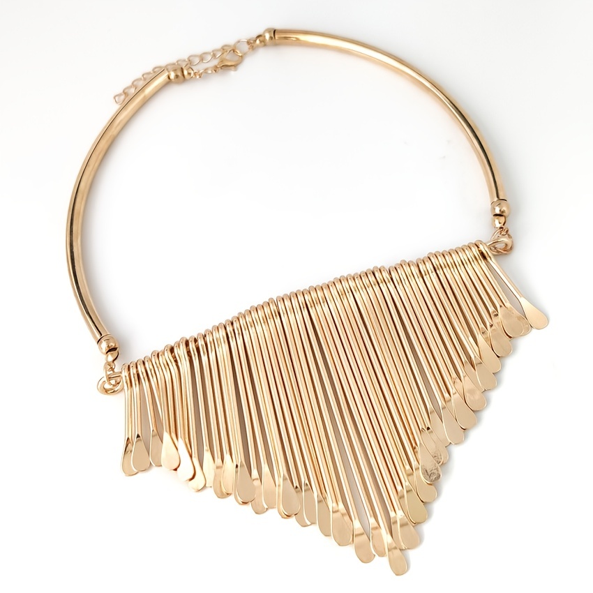 Tassel Jewelry Set Metal Fringe Pendant Choker Necklace Drop - Temu