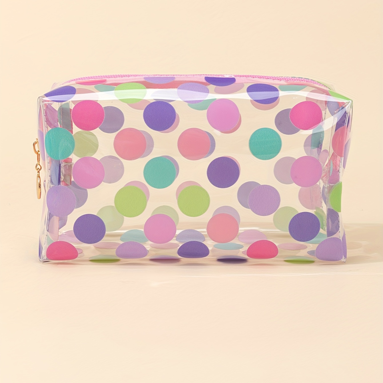

Elegant Polka Dot Makeup Bag - Roomy Travel Zipper Pouch For Cosmetics And Toiletries - Water-resistant And Organizer For Women And Ladies - Mother's Day Cosmetic Bag