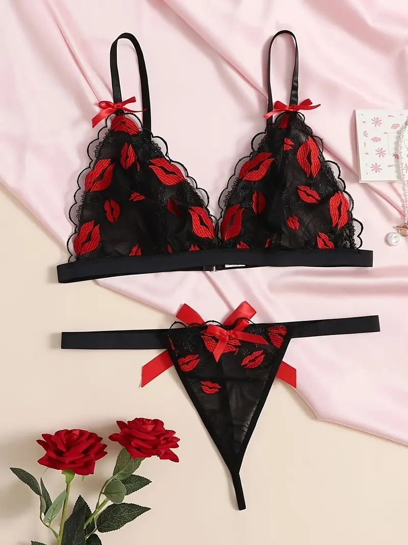 Women's Valentine's Day Sexy Lingerie Set Plus Size Kiss - Temu Canada