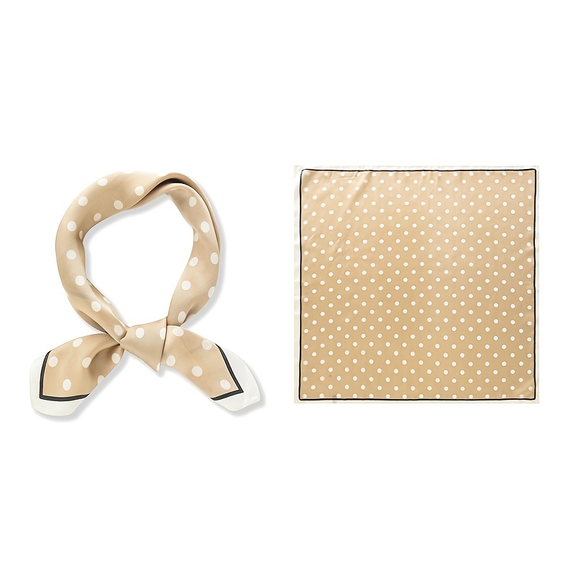 70cm Polka Dot Satin Square Scarf Solid Silk Bandana Head Wrap