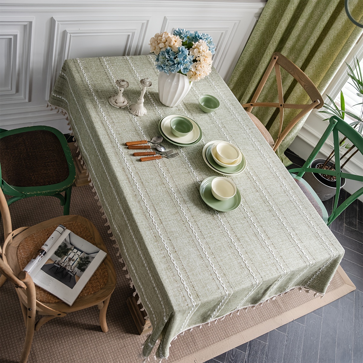 Polyester Tablecloth Plain Hollow American Rustic Table - Temu
