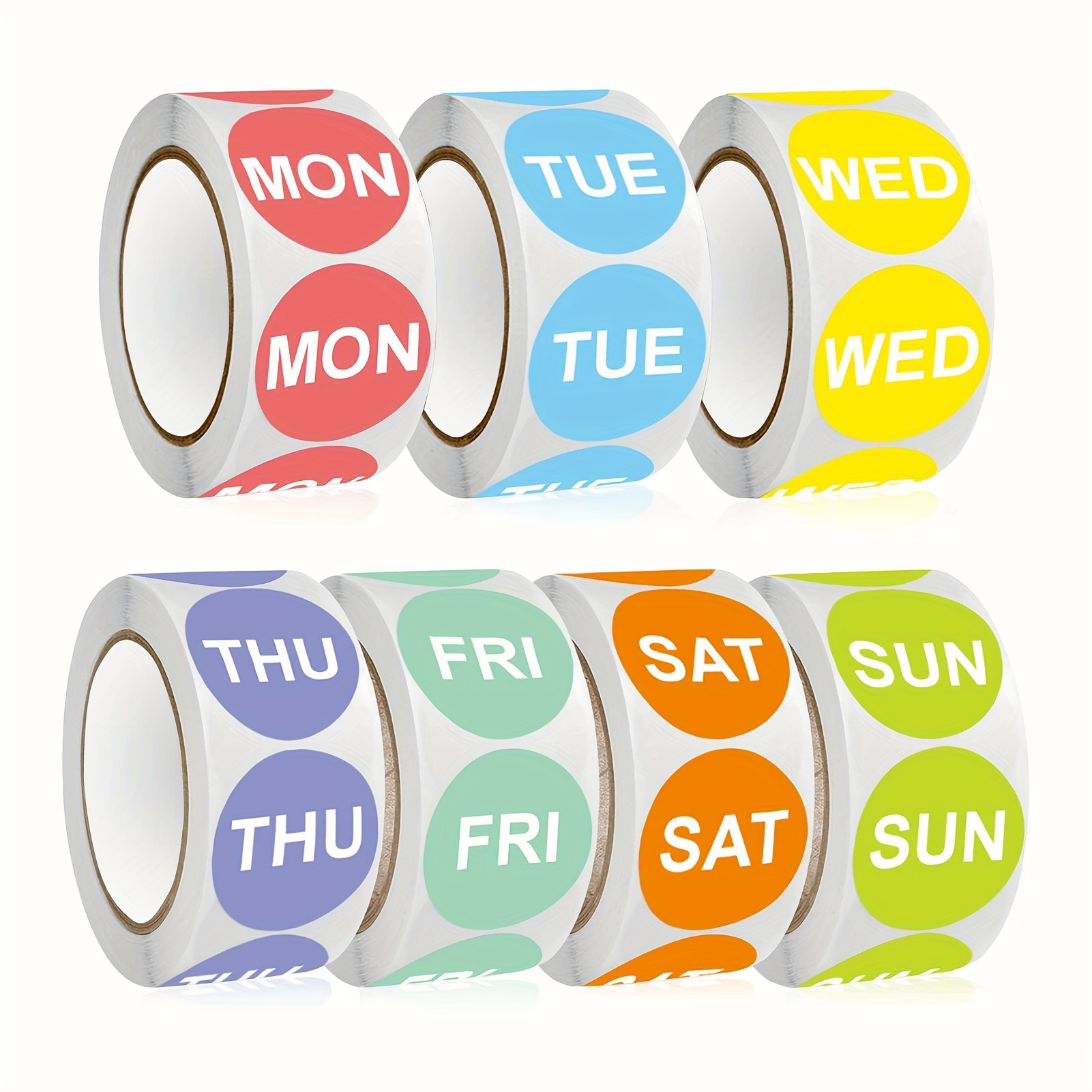 Colored Days of Week Labels Stickers Self Adhesive Date Stickers for  Planners Calendar Number Stickers Scrapbooking